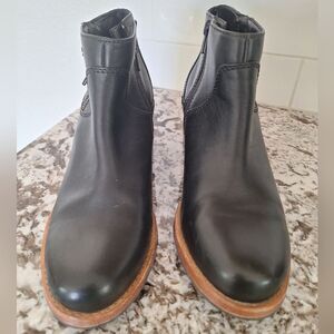 Clarks Black Ankle Boots with Brown Sole